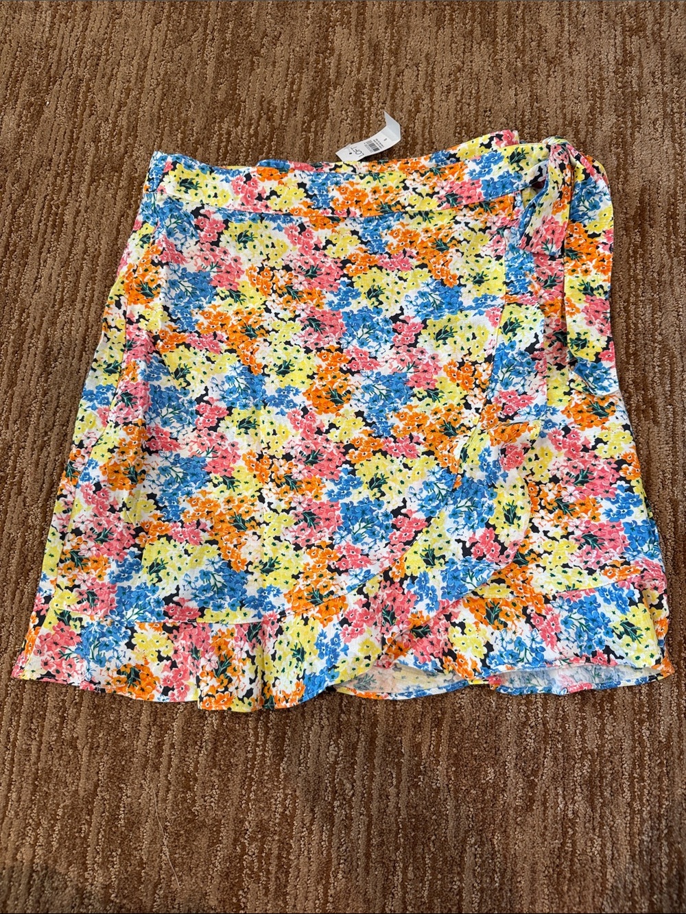 LOFT Floral Asymmetrical Wrap Skirt - Blue, Pink, Orange
